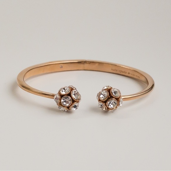 Kate Spade Time To Shine Open Hinged Cuff Bracelet Rose Gold Tone Clear Crystal - Picture 1 of 10